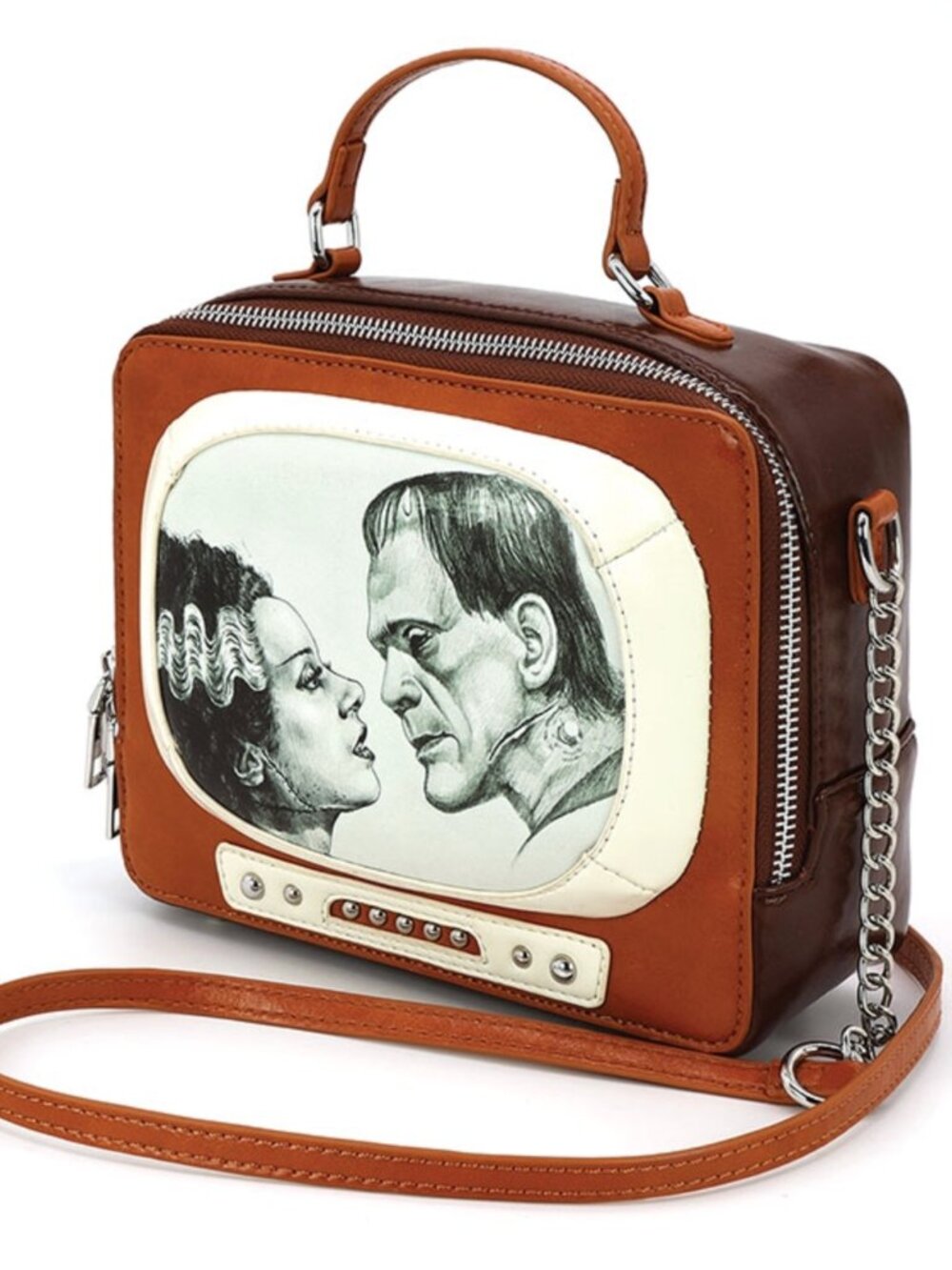 Frankenstein and Bride Glow in the Dark TV Set Purse - Picture 2 of 4